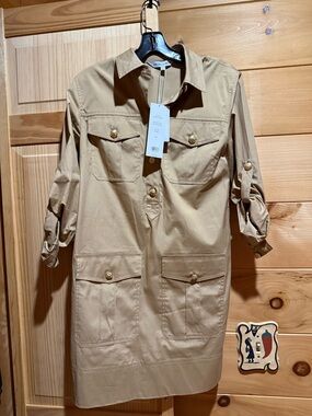 Veronica Beard Tan Utility Shirt Dress